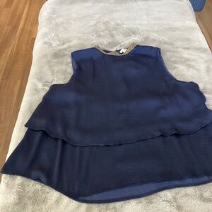 NWT Cream brand dressy sleeveless navy top size 42 (XL)
